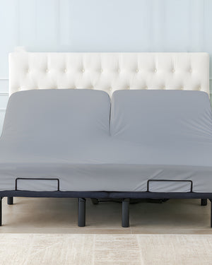 Premium 1 Piece Fitted Sheet with Top Split for Adjustable Beds - Light Gray