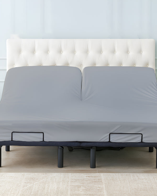 Premium 1 Piece Fitted Sheet with Top Split for Adjustable Beds - Light Gray