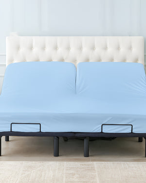 Premium 1 Piece Fitted Sheet with Top Split for Adjustable Beds - Light Blue