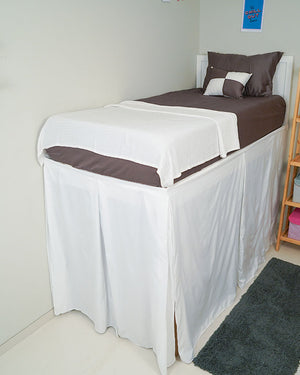 SmartPleat – Microfiber 1 Piece Pleated Dorm Bed Skirt - White-Bed Skirts-Shreem Linen-Slumber Sphere