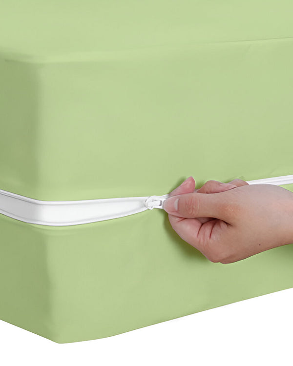 PureGuard ZipFit –  1 Piece Zipper Closure Fitted Sheet - Sage