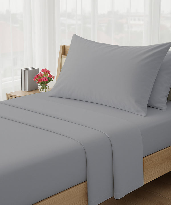 LuxeLayer Giza Cotton 4 Piece Cot Sheet Set - Light Gray