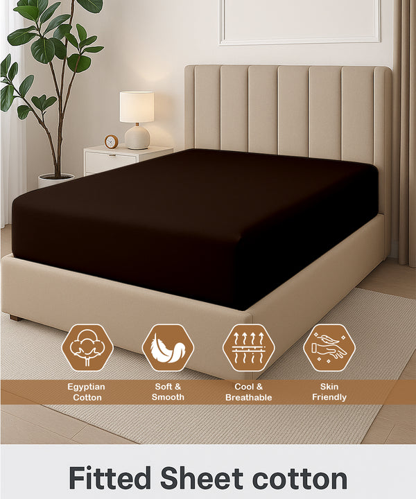 Seven Star 1 Piece Cotton Fitted Sheet- Chocolate