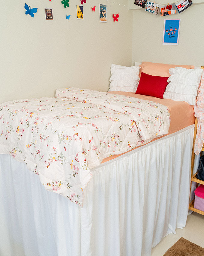 Flowyfrills– Microfiber Gathered Bed Skirt for Dorms-Bed Skirts-Shreem Linen-Slumber Sphere