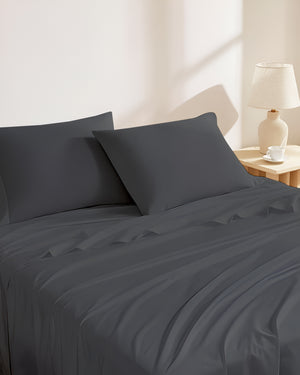 Classic Comfort Cotton Bedding 4 Piece Sheet Set- Dark Gray