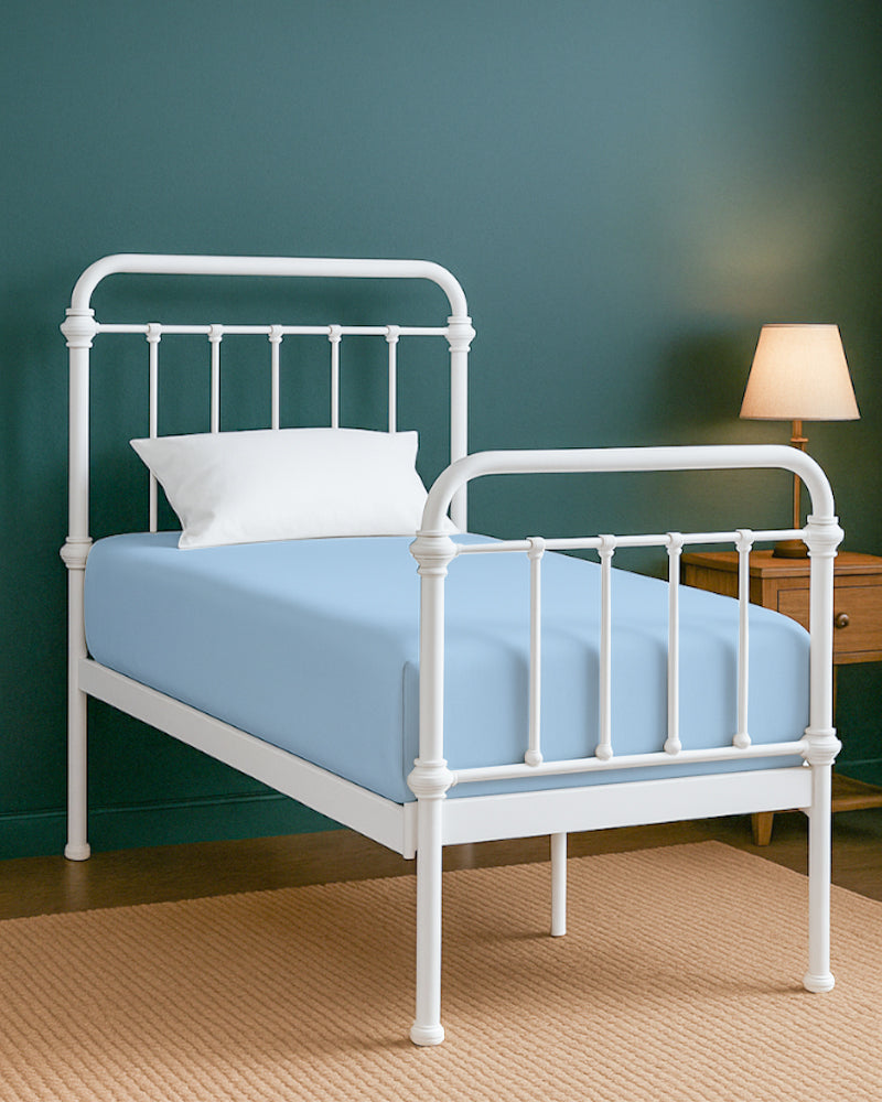 SoftHaven 1 Piece Cotton Cot Fitted Bed Sheet - Light Blue