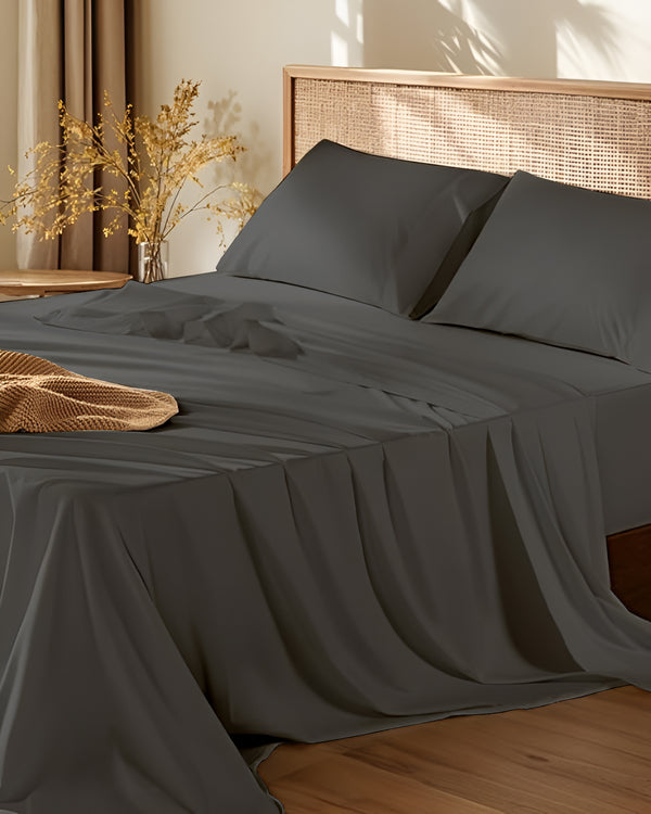 Crescendo Giza Cotton 4 Piece Sheet Set - Dark Gray