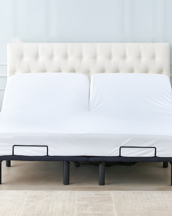 Premium 1 Piece Fitted Sheet with Top Split for Adjustable Beds - White