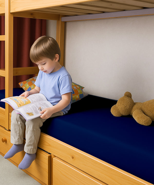 LuxeLayer Giza Cotton 4 Piece Cot Sheet Set - Navy Blue