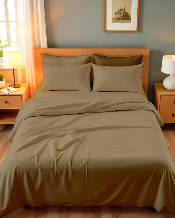 Royal Dreams, Extra Deep 4 Piece Cotton Sheet Set- Taupe