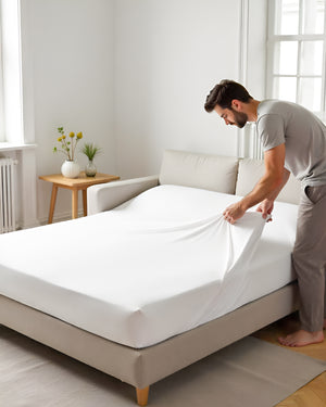 ComfortFold - Microfiber Sleeper Sofa 1 Piece Fitted Sheet- White