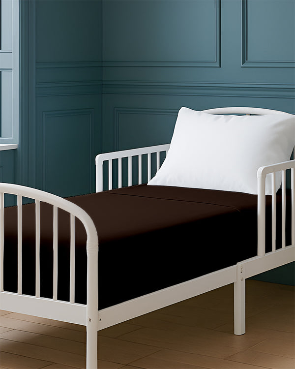 SoftHaven 1 Piece Cotton Cot Fitted Bed Sheet - Chocolate