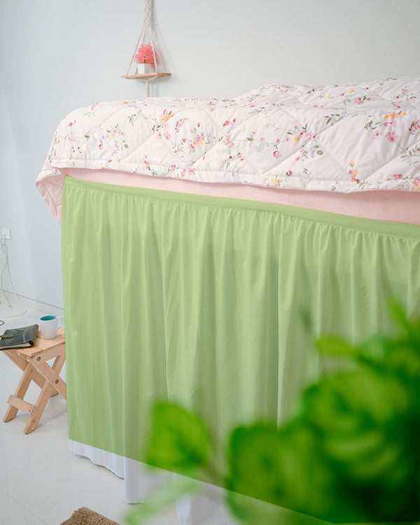Flowyfrills– Microfiber Gathered Bed Skirt for Dorms - Sage-Bed Skirts-Shreem Linen-Slumber Sphere