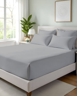Giza Grace – Classic 1 Piece Fitted Sheet- Light Gray