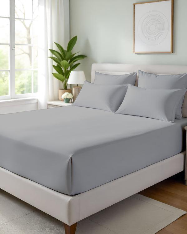 Giza Grace – Classic 1 Piece Fitted Sheet- Light Gray