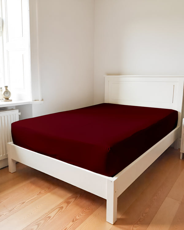 Luxe Giza Cotton 1 Piece Cot Fitted Sheet - Burgundy