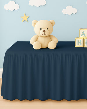 Microfiber Ruffled Crib Bed Skirt with Split Corners- Navy Blue-baby bedding-Shreem Linen-Slumber Sphere