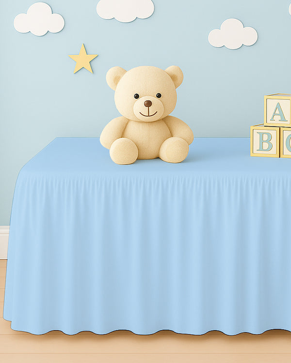 Microfiber Ruffled Crib Bed Skirt with Split Corners- Light Blue-baby bedding-Shreem Linen-Slumber Sphere