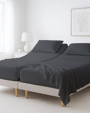 Softline Split Ultra-Soft 5-Piece Cotton Split Beds Sheet Set - Dark Gray