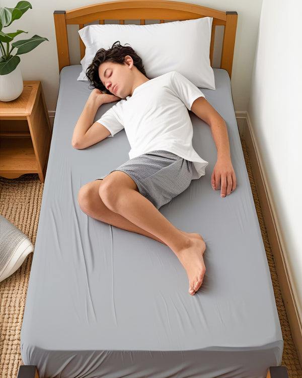 Ultra-fine Microfiber 1 Piece Silver Mist Cot Fitted Sheet – Light Grey