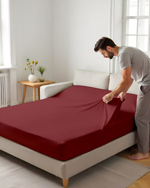 ComfortFold - Microfiber Sleeper Sofa 1 Piece Fitted Sheet- Burgundy