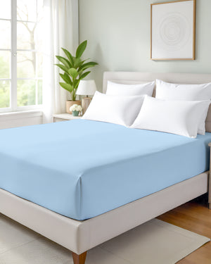Giza Grace – Classic 1 Piece Fitted Sheet- Light Blue