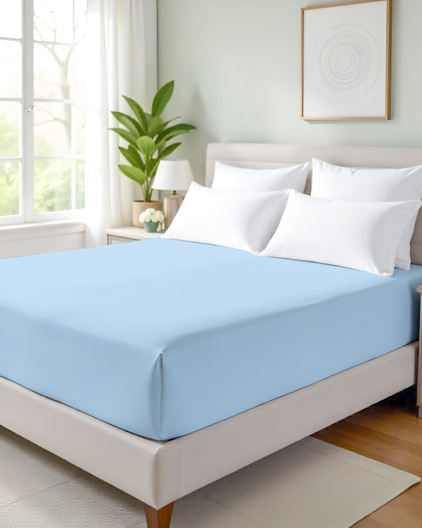 Giza Grace – Classic 1 Piece Fitted Sheet- Light Blue