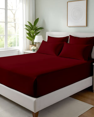 Giza Grace – Classic 1 Piece Fitted Sheet- Burgundy