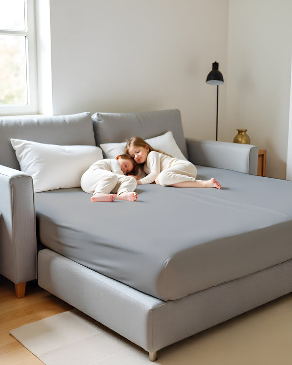 SmartSleep 1 Piece Deep Pocket Fitted Sheet for Convertible Sofa Beds - Light Gray