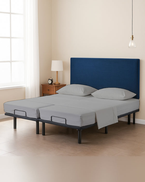 Snowy Giza Split Bed 5 Piece Sheet Set - Light Gray