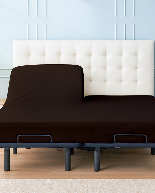 Premium 1 Piece Fitted Sheet with Top Split for Adjustable Beds - Chocolate