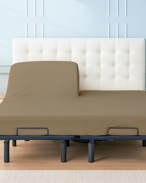 Premium 1 Piece Fitted Sheet with Top Split for Adjustable Beds - Taupe