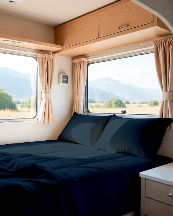 Modern Haven RV Sheet Set – Soft Microfiber, 4-Piece Luxury Collection - Navy Blue