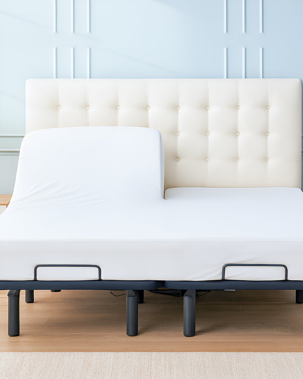 Premium 1 Piece Fitted Sheet with Top Split for Adjustable Beds - White