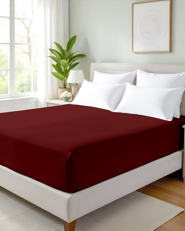 Giza Grace – Classic 1 Piece Fitted Sheet- Burgundy