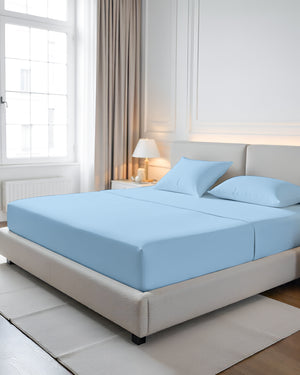 CalmFloats 4 Piece Waterbed Sheet Set- Light Blue