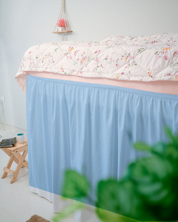 Flowyfrills– Microfiber Gathered Bed Skirt for Dorms - Light Blue-Bed Skirts-Shreem Linen-Slumber Sphere