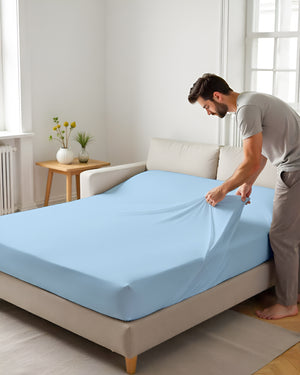 ComfortFold - Microfiber Sleeper Sofa 1 Piece Fitted Sheet- Light Blue