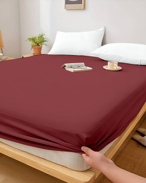 Cloud Soft Classic –  Single Fitted Sheet for Everyday Luxury - Burgundy