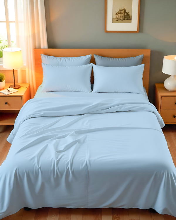 Royal Dreams, Extra Deep 4 Piece Cotton Sheet Set- Light Blue