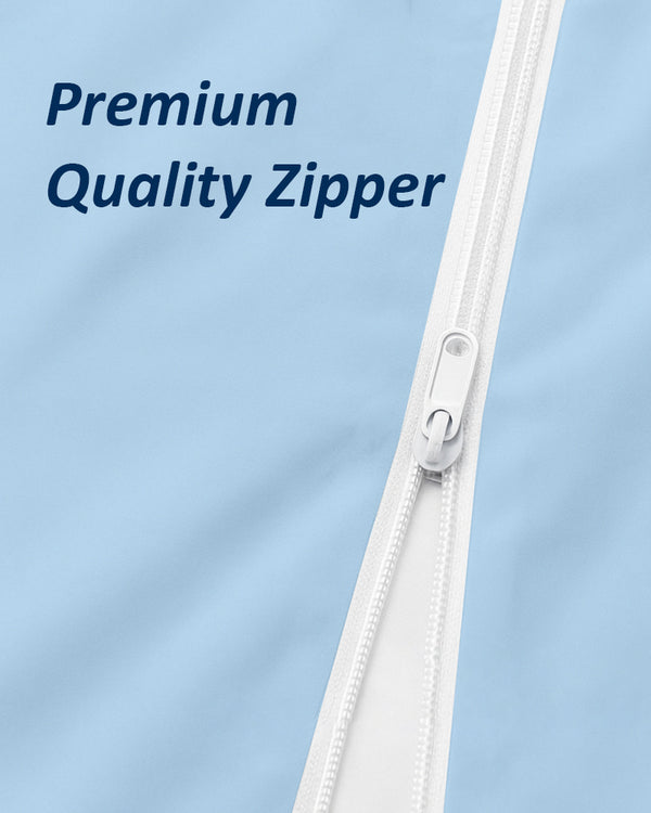 PureGuard ZipFit –  1 Piece Zipper Closure Fitted Sheet - Light Blue
