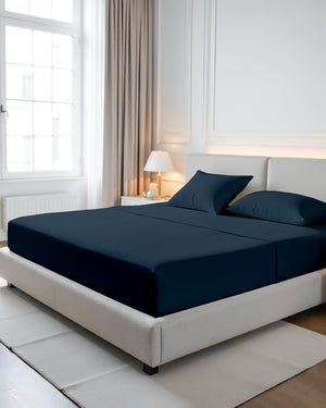 CalmFloats 4 Piece Waterbed Sheet Set- Navy Blue