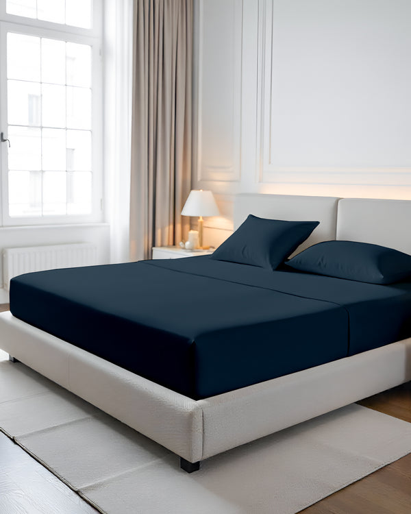 CalmFloats 4 Piece Waterbed Sheet Set- Navy Blue