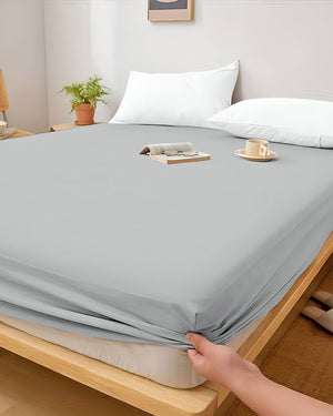 Cloud Soft Classic –  Single Fitted Sheet for Everyday Luxury - Light Gray