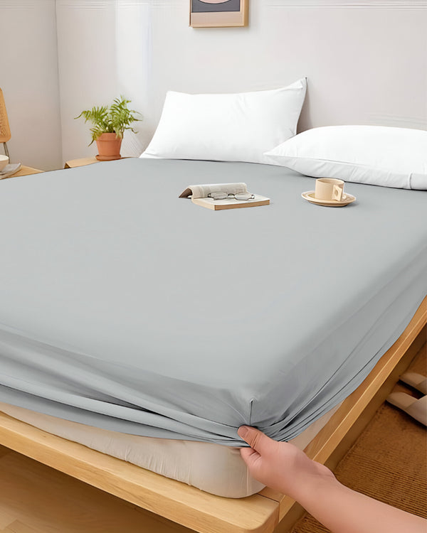 Cloud Soft Classic –  Single Fitted Sheet for Everyday Luxury - Light Gray
