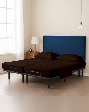 Snowy Giza Split Bed 5 Piece Sheet Set - Chocolate