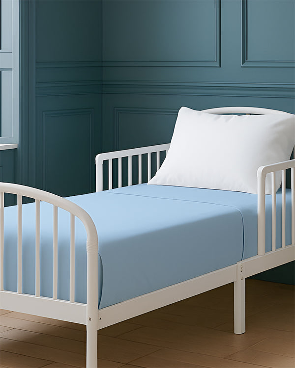 SoftHaven 1 Piece Cotton Cot Fitted Bed Sheet - Light Blue