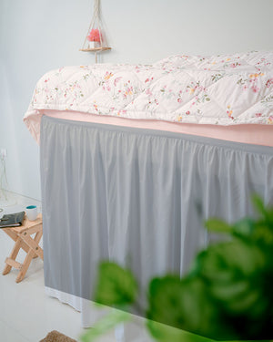 Flowyfrills– Microfiber Gathered Bed Skirt for Dorms - Light Grey-Bed Skirts-Shreem Linen-Slumber Sphere