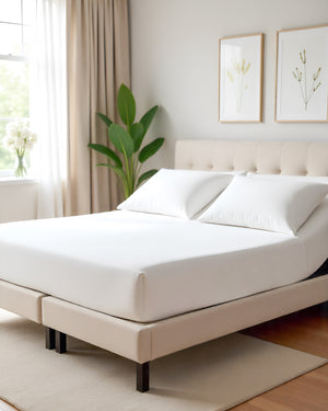 Serenity Split –  Premium Cotton 4 Piece Split Head Sheet Set- White