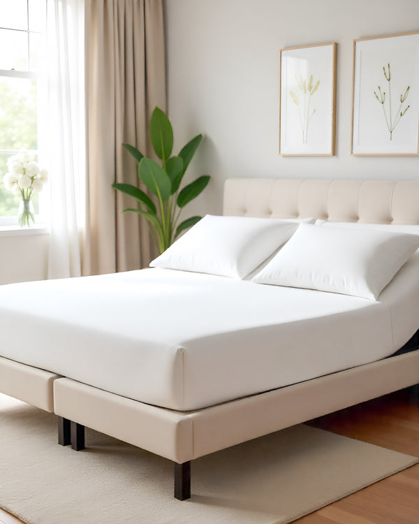 Serenity Split –  Premium Cotton 4 Piece Split Head Sheet Set- White
